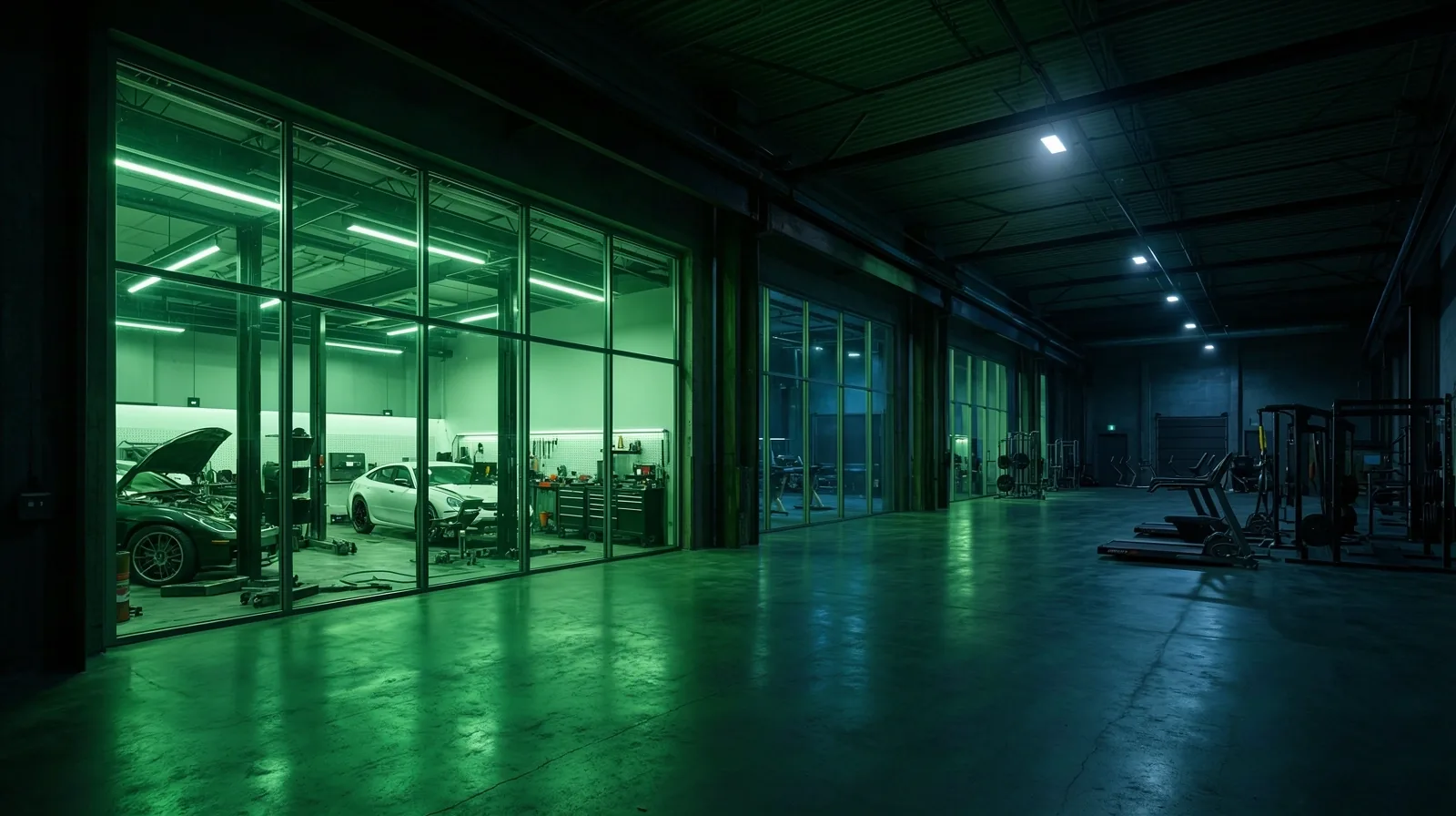 Yorquavion facility exterior at night